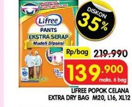 Promo Harga Lifree Popok Celana Ekstra Serap XL12, M20, L16 12 pcs - Superindo