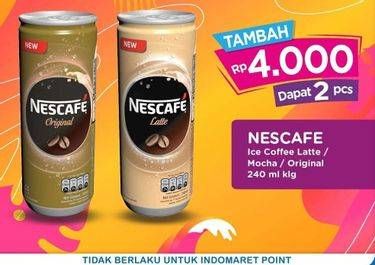 Promo Harga Nescafe Ready to Drink Coffee Latte, Mocca Latte, Original 240 ml - Indomaret