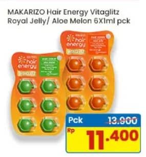 Promo Harga Makarizo Hair Energy Vitaglitz Hair Serum Aloe Melon, Royal Jelly 6 pcs - Indomaret