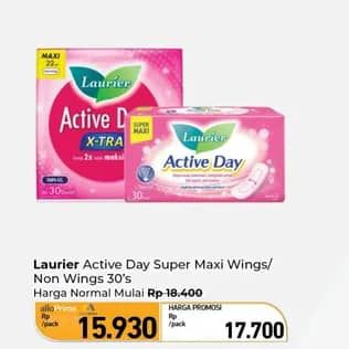 Promo Harga Laurier Active Day X-TRA Wing 22cm, Non Wing 22cm 30 pcs - Carrefour