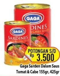 Promo Harga Gaga Sardines In Tomato Sauce Chilli/ Tomat Dan Cabe 155 gr - Hypermart