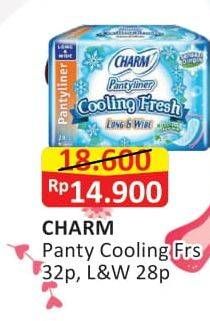 Promo Harga Charm Pantyliner Cooling Fresh Long Wide, Slim 28 pcs - Alfamart