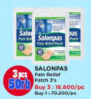 Promo Harga Salonpas Pain Relief Patch 3 pcs - Watsons