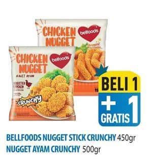 Promo Harga Belfoods Nugget Chicken Nugget Crunchy, Chicken Nugget Stick Crunchy 450 gr - Hypermart