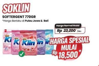 Promo Harga So Klin Softergent 770 gr - Carrefour