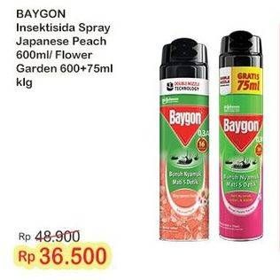 Promo Harga Baygon Insektisida Spray Japanese Peach, Flower Garden 600 ml - Indomaret