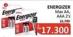 Promo Harga ENERGIZER Battery Alkaline Max AA, AAA 2 pcs - Alfamidi