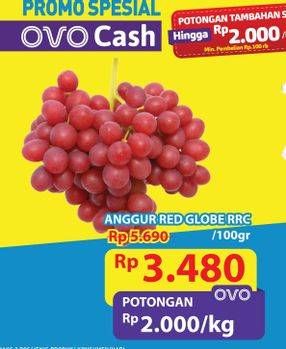 Promo Harga Anggur Red Globe RRC per 100 gr - Hypermart