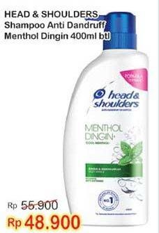 Promo Harga HEAD & SHOULDERS Shampoo Anti Dandruff, Menthol Dingin 400 ml - Indomaret
