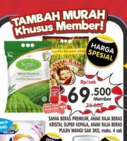 Promo Harga Sania Beras Premium 5000 gr - Superindo