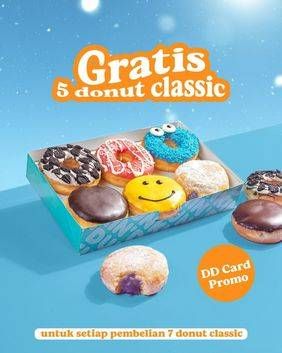 Promo Harga Gratis 5 Donut Classic  - Dunkin Donuts