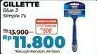 Promo Harga Gillette Blue 3 Simple 1 pcs - Alfamidi