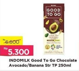Promo Harga INDOMILK Good To Go Chocolate Avocado, Banana Strawberry 250 ml - Alfamart