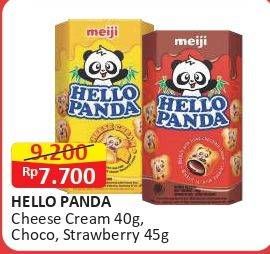 Promo Harga Meiji Hello Panda Biscuit Cheese Cream, Chocolate, Strawberry 45 gr - Alfamart