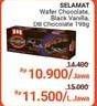 Promo Harga Selamat Wafer Chocolate, Black Vanilla, Double Chocolate 198 gr - Alfamidi