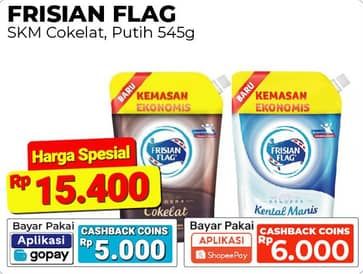 Promo Harga Frisian Flag Susu Kental Manis Cokelat, Putih 545 gr - Alfamart