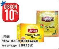 Promo Harga Lipton Yellow Label Tea Black Tea Bags Enveloped, Black Tea Bags Non-Enveloped 100 pcs - Hypermart