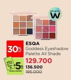 ESQA The Goddess Eyeshadow Palette  Diskon 30%, Harga Promo Rp136.500, Harga Normal Rp195.000, Khusus Member Rp. 129.700, Khusus Member