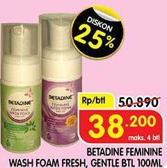 Promo Harga BETADINE Feminine Wash Foam Fresh Gentle 100 ml - Superindo