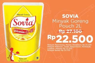 Promo Harga SOVIA Minyak Goreng 2 ltr - Alfamart