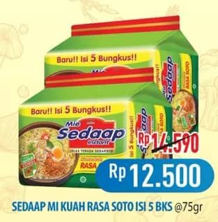 Promo Harga Sedaap Mie Kuah Soto per 5 pcs 75 gr - Hypermart
