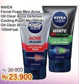 Promo Harga NIVEA MEN Facial Foam Acne Defense, Shine Purify 100 ml - Indomaret