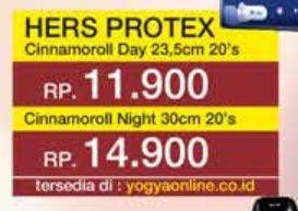 Promo Harga Hers Protex Comfort Night Wing 30cm 24 pcs - Yogya