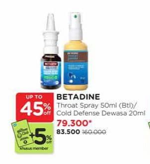 Promo Harga Betadine Throat Spray/Cold Defense   - Watsons