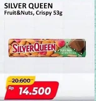 Promo Harga Silver Queen Chocolate Fruit Nuts, Crispy 53 gr - Alfamart