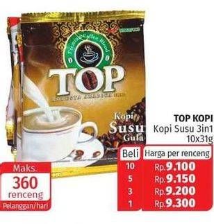 Promo Harga Top Coffee Kopi per 10 sachet 31 gr - Lotte Grosir