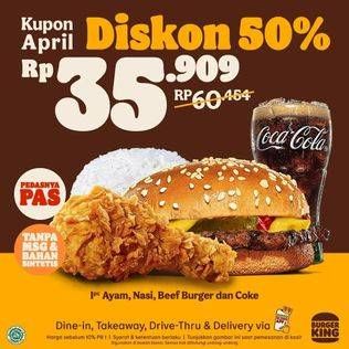 Promo Harga BURGER KING Nasi Ayam Cola  - Burger King