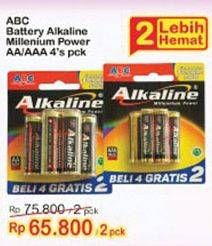 Promo Harga ABC Battery Alkaline AA, AAA per 2 pouch 4 pcs - Indomaret