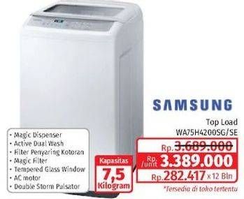 Promo Harga Samsung WA75H4200SG/SE | Washing Machine Top Loading 7.5kg 7500 gr - Lotte Grosir