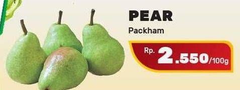 Promo Harga Pear Packham per 100 gr - Yogya