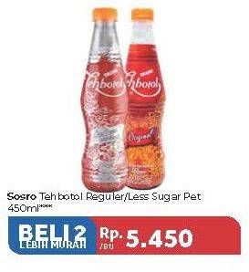 Promo Harga SOSRO Teh Botol Reguler, Less Sugar per 2 botol 450 ml - Carrefour