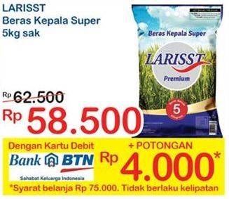 Promo Harga Larisst Beras Kepala Super 5 kg - Indomaret