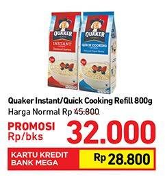Promo Harga Quaker Oatmeal Instant/Quick Cooking 800 gr - Carrefour