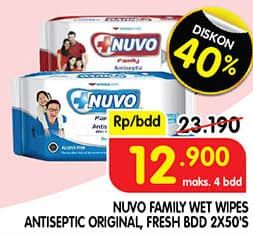 Promo Harga Nuvo Wet Wipes Antiseptic Fresh, Original 50 sheet - Superindo