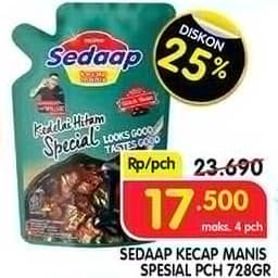 Promo Harga Sedaap Kecap Manis Kedelai Hitam Special 725 ml - Superindo