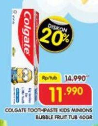 Promo Harga Colgate Toothpaste Kids Minion 40 gr - Superindo