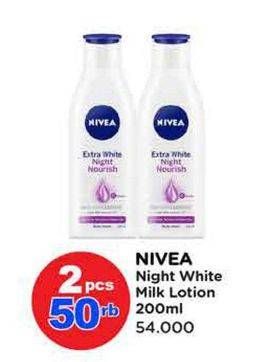 Promo Harga Nivea Body Lotion Extra White Night Nourish 200 ml - Watsons