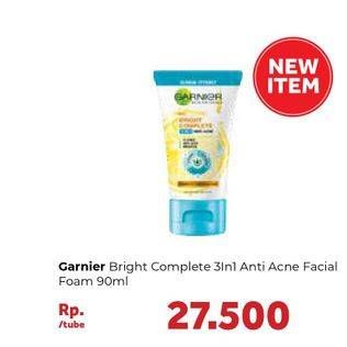 Promo Harga GARNIER Bright Complete 3-in-1 Anti Acne Facial Wash 90 ml - Carrefour