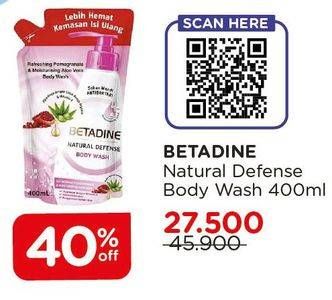 Promo Harga BETADINE Natural Defense Body Wash 400 ml - Watsons