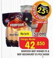 Promo Harga KEMFOOD Beef Wiener 5s/Bockwurst 340gr  - Superindo