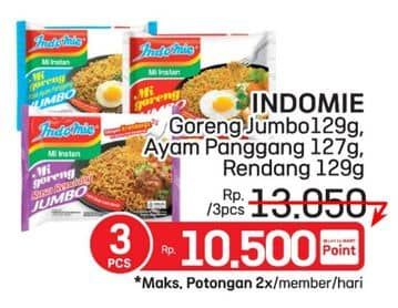 Promo Harga Indomie Mi Goreng Jumbo Ayam Panggang, Rendang, Spesial 120 gr - LotteMart