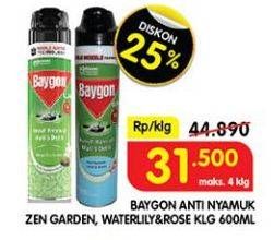 Promo Harga Baygon Insektisida Spray Zen Garden, Water Lily Rose 600 ml - Superindo