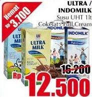 Promo Harga ULTRA/ INDOMILK Susu UHT 1ltr Coklat/ Full Cream  - Giant