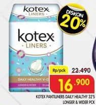 Promo Harga Kotex Liners Daily Healthy V-Care Longer & Wider 32 pcs - Superindo