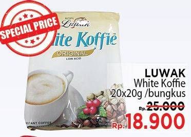 Promo Harga Luwak White Koffie per 20 sachet 20 gr - LotteMart