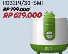 Promo Harga PHILIPS HD 3119 | Rice Cooker 30 2000 ml - Courts